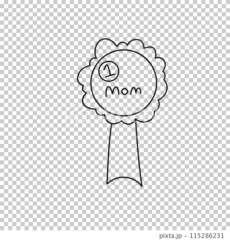 A white flower with a black center and the word Mom written on it A white flower with a black center and the word Mom written on it 115286231