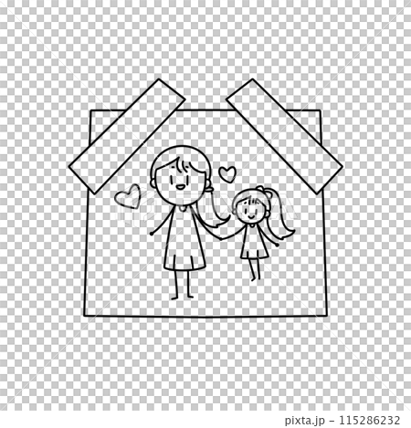 A woman holding a child with a heart on the picture A woman holding a child with a heart on the picture 115286232