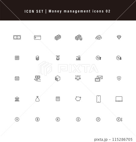 お金のアイコンセット：投資や貯蓄 115286705