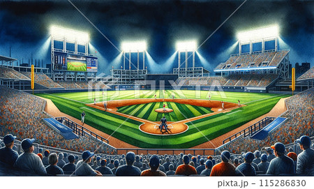 ベースボールスタジアム_水彩 115286830