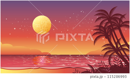 南国の海の夕日 115286993