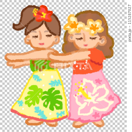 Hula girls dancing hula 115287027