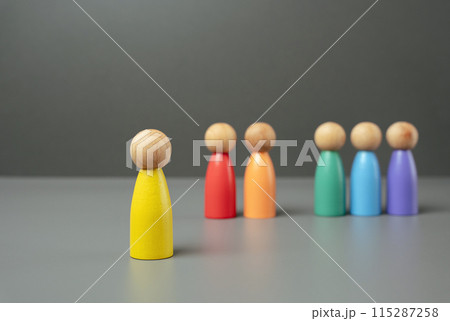 Bisexuals in LGBT+. Pride month. Sexual or gender identity. Thoughts, philosophy, goals and achievements in protecting human rights. 115287258