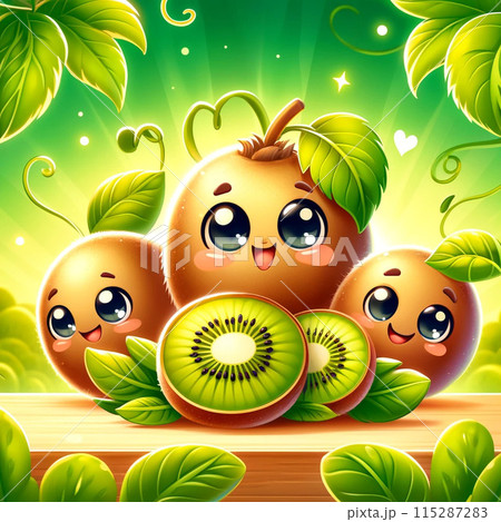 キウイのかわいいキャラクターのイラスト素材 [115287283] - PIXTA
