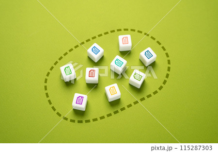 Package of documents. Bureaucracy and paperwork. Simplifying the paperwork optimizing workflows, enhancing efficiency. Minimizing administrative complexities. Collect all necessary permits. 115287303