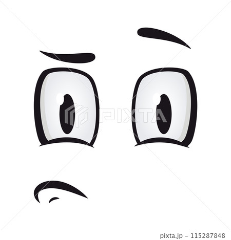 Cartoon faces. Funny face expressions, caricature emotions. Cute character with expressive eyes and mouth, vector smiley emoticon tongue emoticon 115287848