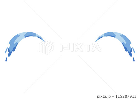 Cartoon tear drops icon. Sorrow cry streams, tear blob. Crying fluid, falling blue water drops. Isolated vector for sorrowful character weeping expression. Wet grief droplets 115287913