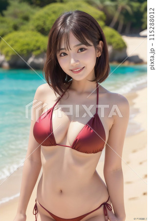 水着の若い女性 115288012