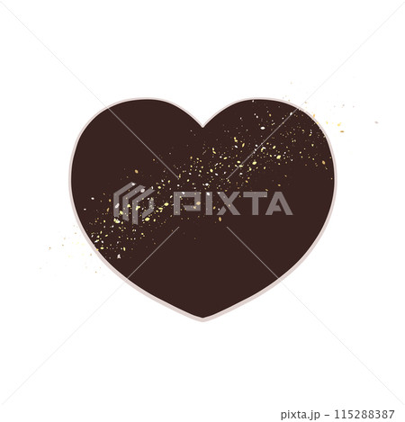 手描きのハート - ショコラブラウン ＋ グレージュ（フチ） 115288387