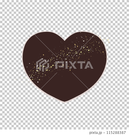 手描きのハート - ショコラブラウン ＋ グレージュ（フチ） 115288387