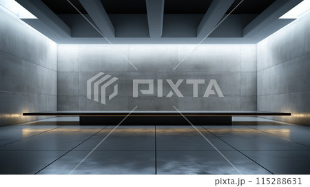 Concrete futuristic interior with ambient lighting 115288631