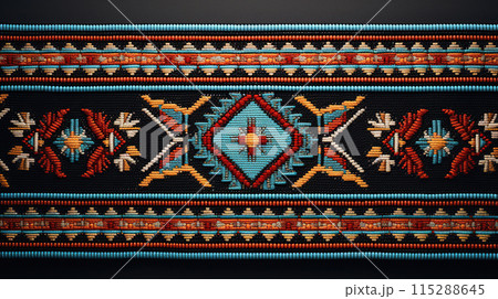 Native American traditional pattern ethnic design embroidery background Native American traditional pattern ethnic design embroidery background 115288645