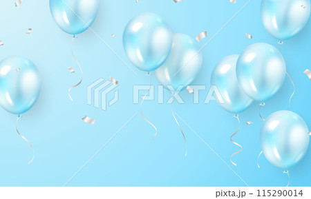3d blue balloon design background vector banner template beautiful illustration 115290014