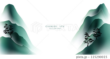 Modern design vector illustration of beautiful Chinese ink landscape painting. 115290015