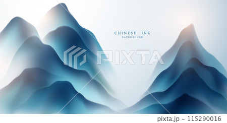 Modern design vector illustration of beautiful Chinese ink landscape painting. Modern design vector illustration of beautiful Chinese ink landscape painting. 115290016