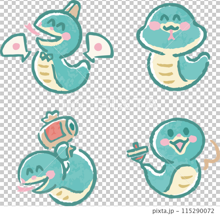 可愛蛇水彩插畫組蛇年賀年片2025年片2025號手繪蛇蛇年 115290072