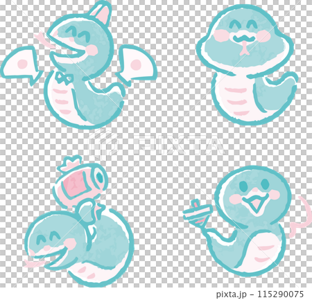 可愛蛇水彩插畫組蛇年賀年片2025年片2025號手繪蛇蛇年 115290075