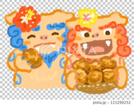 Shisa holding Sata Andagi 115290252