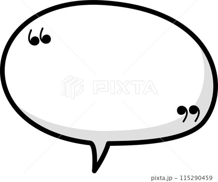 Black and white color speech bubble balloon with quotation marks, icon sticker memo keyword planner text box banner, flat png transparent element design 115290459