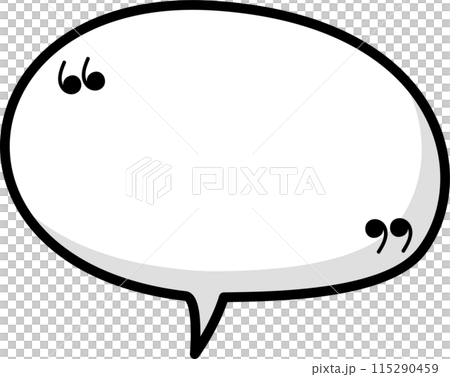 Black and white color speech bubble balloon with quotation marks, icon sticker memo keyword planner text box banner, flat png transparent element design 115290459