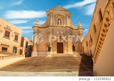Roman Catholic cathedral of the Assumption in the Citadel of Victoria. Popular touristic attraction and destination. Gozo, Malta 115290922