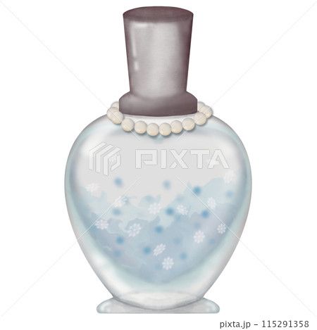 Nail polish pink and light blue,hand drawn style coquette decorated with ribbon and pearl.  115291358