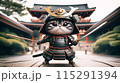 Samurai cat chibi neko characters 01 generative AI 115291394