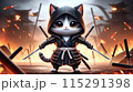 Samurai cat chibi neko characters 04 generative AI 115291398