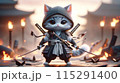 Samurai cat chibi neko characters 05 generative AI 115291400