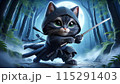 Samurai cat chibi neko characters 08 generative AI 115291403