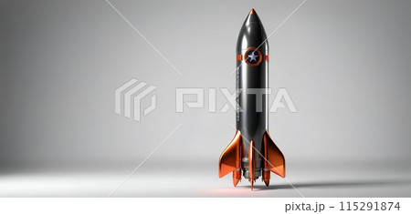 Illustrative representation of a simple rocket that is just starting and on its way up - ai generated 115291874
