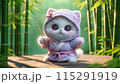 Samurai cat chibi neko characters 09 generative AI 115291919