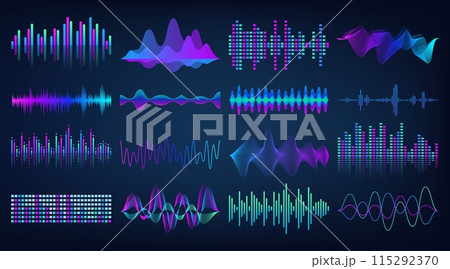 Sound music wave. Bar beat, logo audio, icon...のイラスト素材 [115292370] - PIXTA