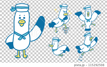 A funny and cute seagull drawn with blue lines. A funny and cute seagull drawn with blue lines. 115292508