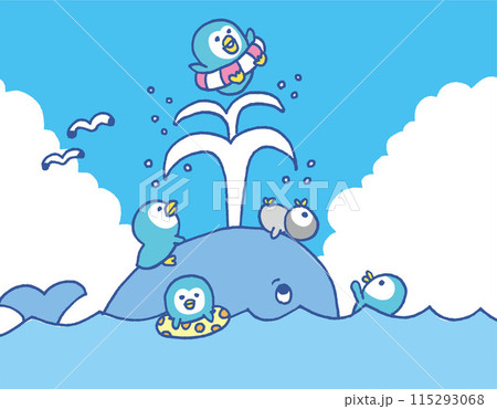 丸っこくておもしろかわいいペンギンの親子 丸っこくておもしろかわいいペンギンの親子 115293068