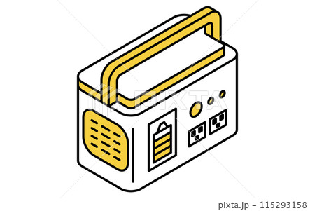 防災グッズ、非常用バッテリーのシンプルな線画、アイソメトリックイラスト 防災グッズ、非常用バッテリーのシンプルな線画、アイソメトリックイラスト 115293158