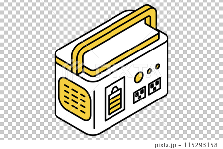 防災グッズ、非常用バッテリーのシンプルな線画、アイソメトリックイラスト 防災グッズ、非常用バッテリーのシンプルな線画、アイソメトリックイラスト 115293158