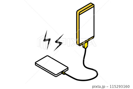 防災グッズ、スマホ充電モバイルバッテリーのシンプルな線画、アイソメトリックイラスト 防災グッズ、スマホ充電モバイルバッテリーのシンプルな線画、アイソメトリックイラスト 115293160