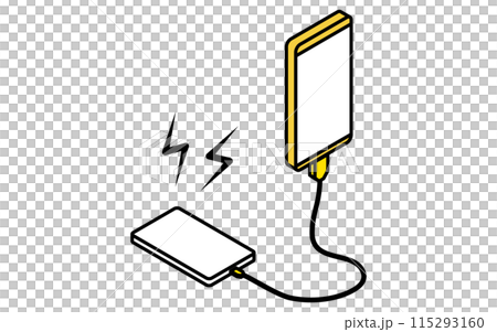 防災グッズ、スマホ充電モバイルバッテリーのシンプルな線画、アイソメトリックイラスト 防災グッズ、スマホ充電モバイルバッテリーのシンプルな線画、アイソメトリックイラスト 115293160