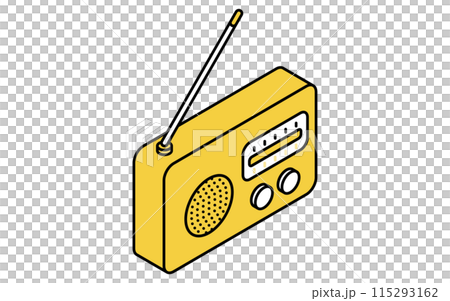 防災用品、行動無線電簡單線條畫、等軸圖 115293162