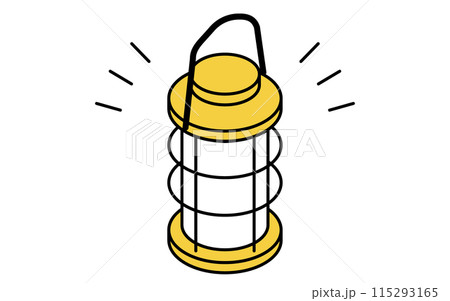 防災グッズ、ランタンのシンプルな線画、アイソメトリックイラスト 115293165