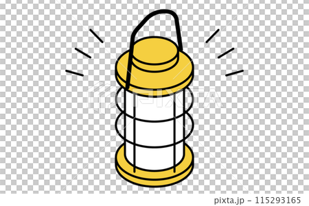 防災グッズ、ランタンのシンプルな線画、アイソメトリックイラスト 115293165