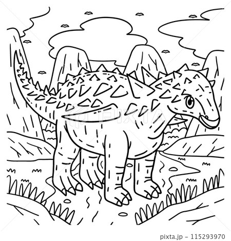 Borealopelta Dinosaur Coloring Page for Kids 115293970