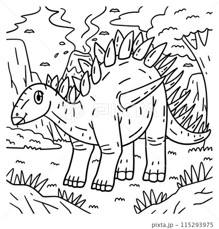 Kentrosaurus Dinosaur Coloring Page for Kids 115293975