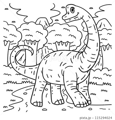 Brachiosaurus Dinosaur Coloring Page for Kids Brachiosaurus Dinosaur Coloring Page for Kids 115294024