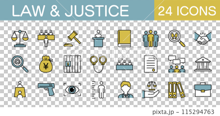Court, law and justice icon set color 115294763