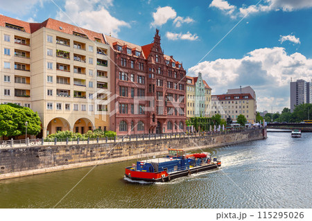 Old houses on the river bank in the historical district of Nikolaiviertel in Berlin. Old houses on the river bank in the historical district of Nikolaiviertel in Berlin. 115295026