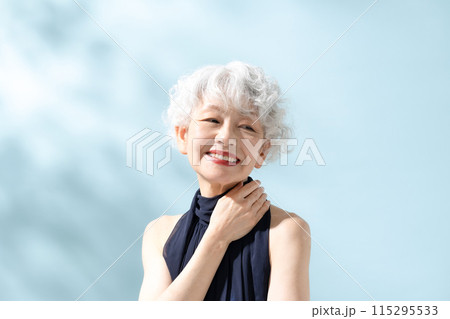 ビューティー　グレイヘア　女性 115295533