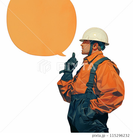 横向きの作業員と吹き出し 横向きの作業員と吹き出し 115296232