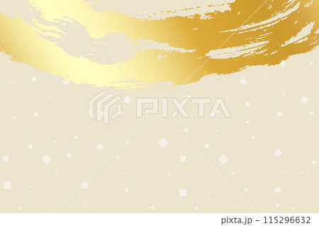 金色の筆タッチのデザインが入った和風の背景素材 115296632